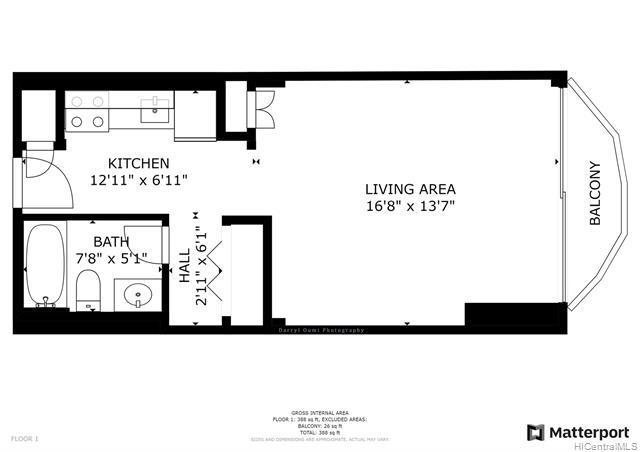 Ilikai Marina – Studio Floorplan