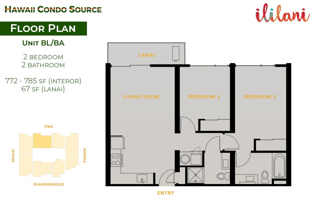 Ililani – Floorplan, Unit BLBA