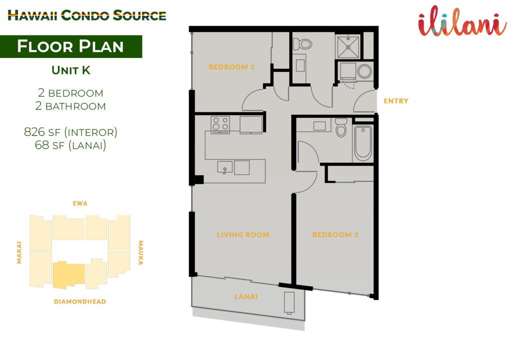 Ililani – Floorplan,Unit K