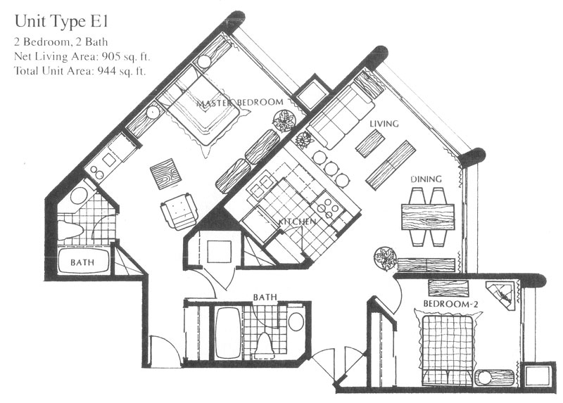 Liliuokalani Gardens – Floorplan, Type E1