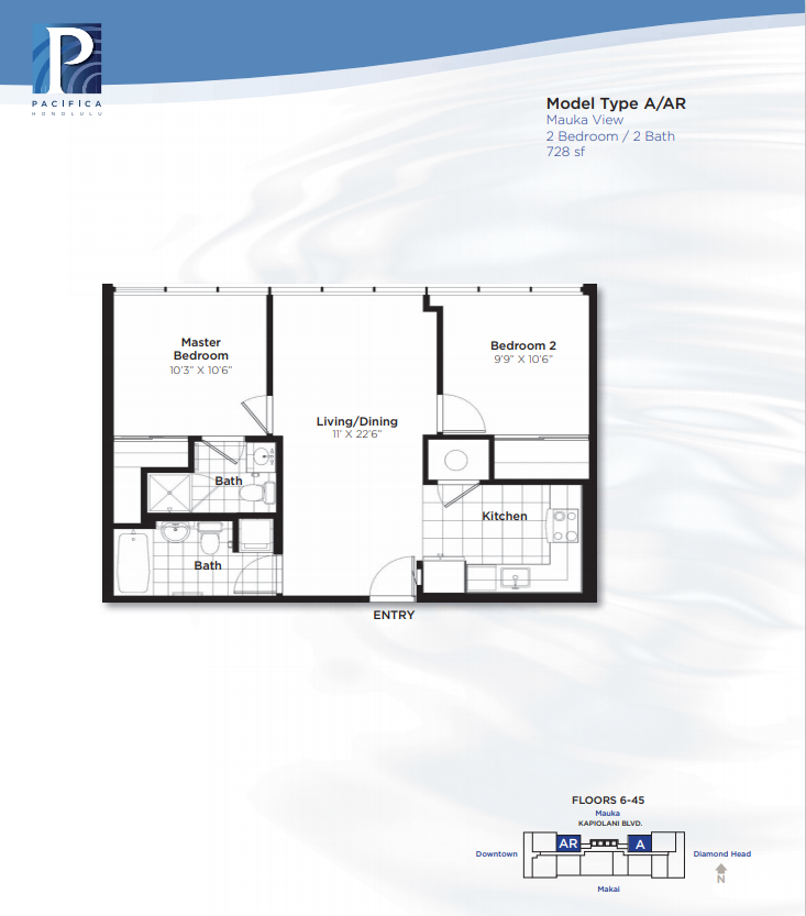 Pacifica Honolulu – Floorplan A