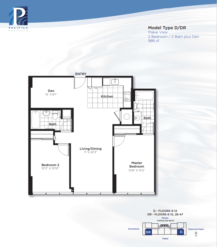 Pacifica Honolulu – Floorplan D