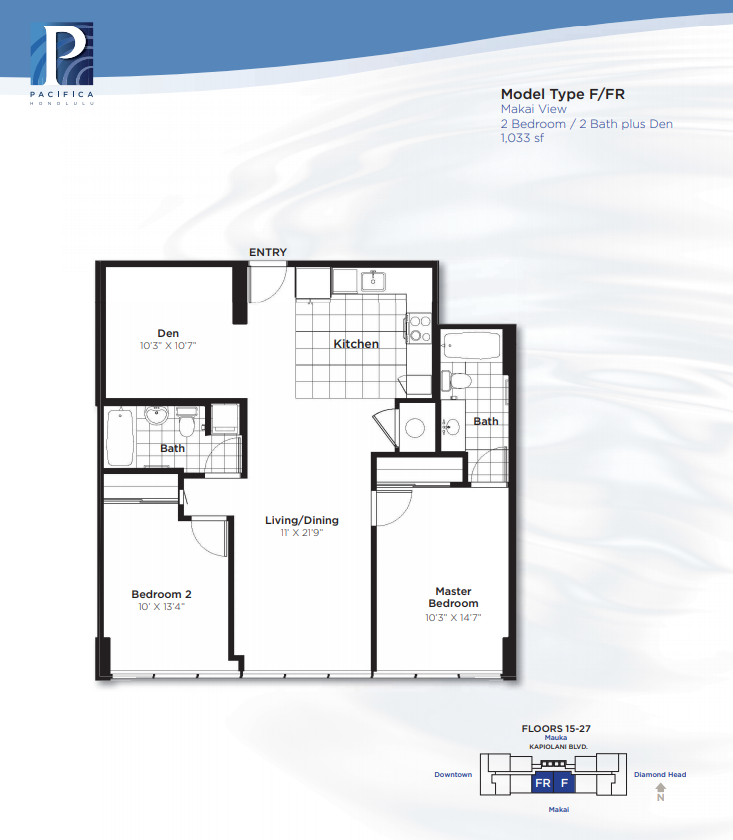 Pacifica Honolulu – Floorplan F