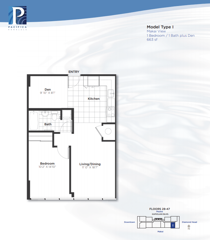 Pacifica Honolulu – Floorplan I