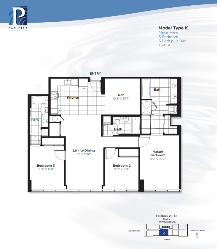 Pacifica Honolulu – Floorplan K