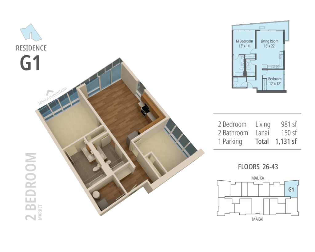 The Central Ala Moana – Floorplan G1