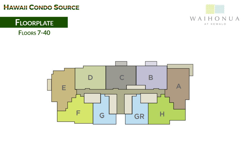 Waihonua – Floorplate, Floors 7-40